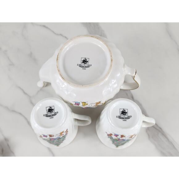 Salem China Christmas Eve Teapot w/ Lid Coffee Mug Teacup 10oz Year 50s x3 Vtg - Picture 12 of 16